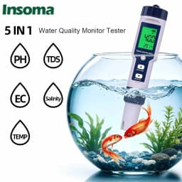 5 In 1 Digital Water Quality Tester Pen PH TDS EC Meter Pen with Backlight for Aquarium Water Temperature Tester
