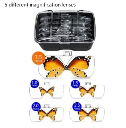 Magnifying Glasses LED Light Headband Loupe 5 Lens Magnifier 1.0X-3.5X Bright Illuminated for Jeweler Watch Repair Reading
