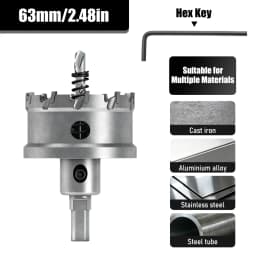 1Pc TCT Hole Saw, 12‑100mm Tungsten Carbide Tipped Hole Cutter for Cutting & Drilling Metal, Stainless Steel, Alloy Steel