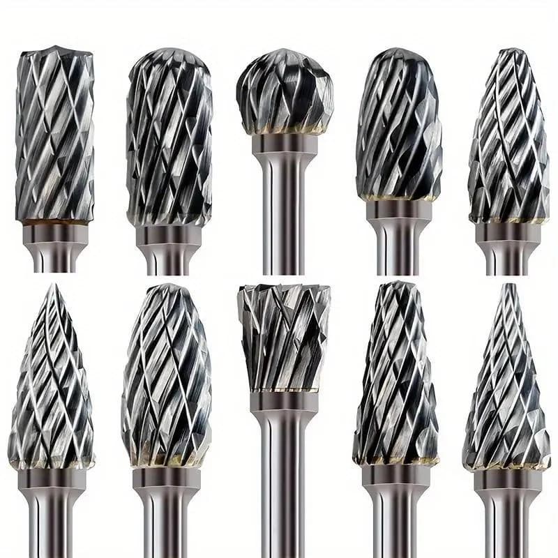 10pcs Tungsten Alloy Router Bit Set | Single Flute Rotary Bits for Grinding Polishing Carving, Metal Wood Stone Tool Durable