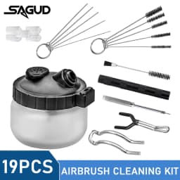 SAGUD 19PCS Airbrush Cleaning Kit Spray Gun Cleaner Set with Cleaning Pot Brushes & Repair Tools for Hobby Painting Model Craft
