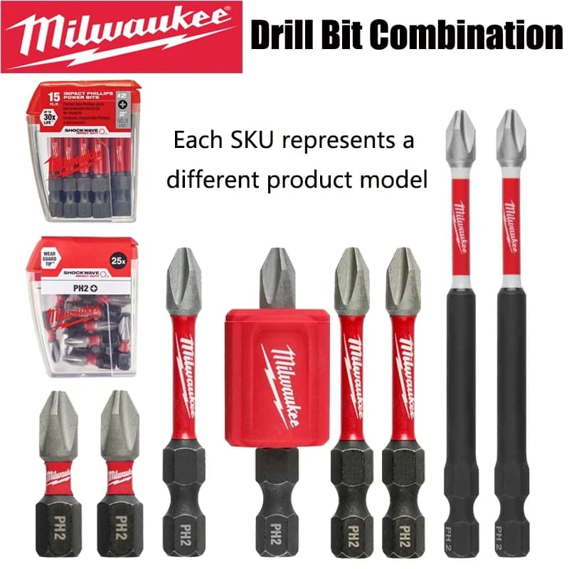 Milwaukee Shockwave PH2 Impact Drill Bits 25mm/50mm/90mm Head Screwdriver Power Tool Attachment Bit Series