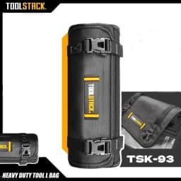 Toolstack Roll Up Tool Bag Canvas Tool Organizer with 4 Zipper Pockets And Strap Hanging Tool Zipper Carrier Tote