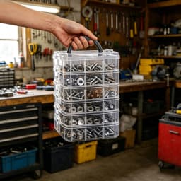 1pc Stackable Plastic Hardware Storage Box, Multi-Layer Screw Bolt Parts Sorting Box Portable Handheld Desktop Parts Storage Box