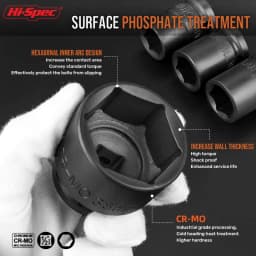 Heavy Duty 1/2' Drive Hexagon Impact Socket Shallow Metric Sockets for Impact Driver High Torque CR-MO Tools for Auto Repair
