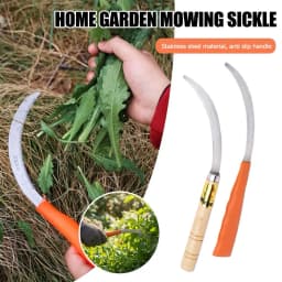 Stainless Steel Weeding Sickle With Wooden Handle Sickle Scythe Farming Tool Kit With Teeth For Weed Removal Lawn Patio Terrace