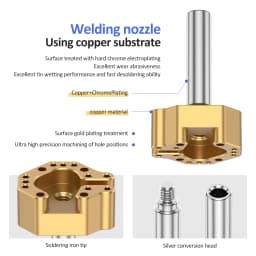 Joystick Soldering Iron Tip with Adapter Multi-Hole Chrome-Plated Copper Tip, Excellent Heat Conduction, Precise Alignment