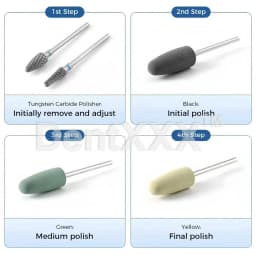 8Pcs Resin Base Acrylic Polishing Kit 6Pcs Silicone Rubber + 2Pcs Tungsten Carbide Polishing Heads 2.35mm Shank for Craft Fin