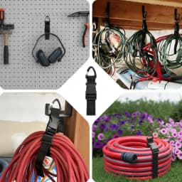 Black Adjustable Extension Cord Organizer for Cables Hoses 3-Axis Buckle Storage Strap for Workshop Garage Cable Management