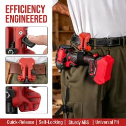 Quick Release Tool Holster with Belt Clip, Heavy Duty Self-Locking Drill Holder for Cordless Drill & Impact Driver