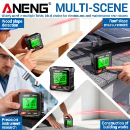 ANENG RN03 Inclinometer 0.05°Resolution Laser Level Angle Gauge with 4-Sided Magnet LCD Backlight Rechargeable 350mAh Battery