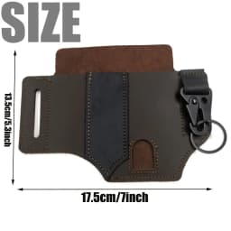 Multitool Sheath for Belt, Sheath for Men, PU Leather EDC Pocket Organizer with Pen Holder, Key Fob, Flashlight Sheath