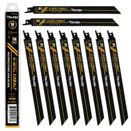 TOLESA Reciprocating Saw Blades 9 Inch Heavy Metal Cutting Reciprocating Saw Blade Bi-Metal Sabre Saw Blades for Rebar 5/10/25PC