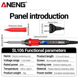 ANENG SL106 Electric Soldering Irons Adjustable Temperature 110V/220V Welding Solder US/EU Plug Professional Repair Welding Tool