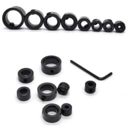 Drill Depth Stop Bit Collar Set Adjustable Positioner Limit Ring Allen Wrench Tighten The Stopper Set-Screws Woodworking Tool