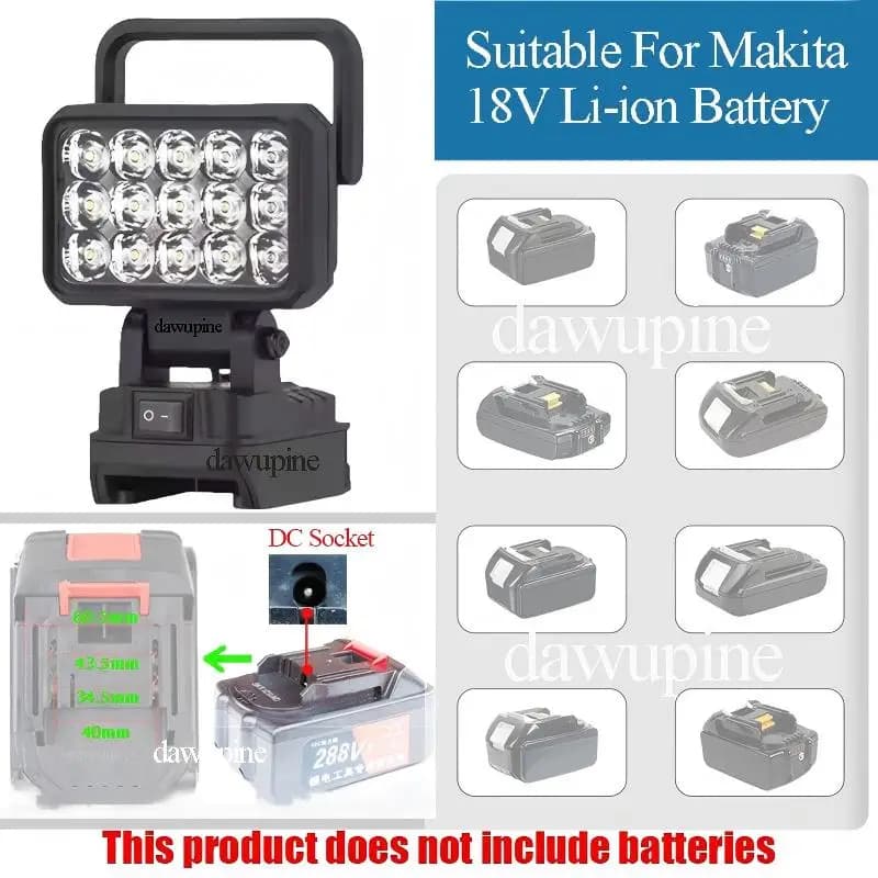 For Makita 18V Li-ion Battery Tool Accessories 15 Beads LED Working Light Lamp Flashlight Torch Spotlight Emergency Tool Light