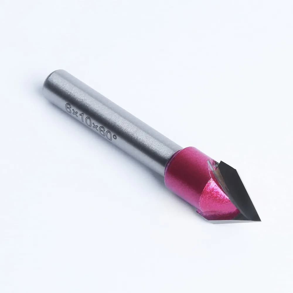 60-Degree 6MM Router Bits 10mm Cutting Diameter Shank Cutting Tool V Groove Bit Hole Opener Cutting Dia CNC V Bit