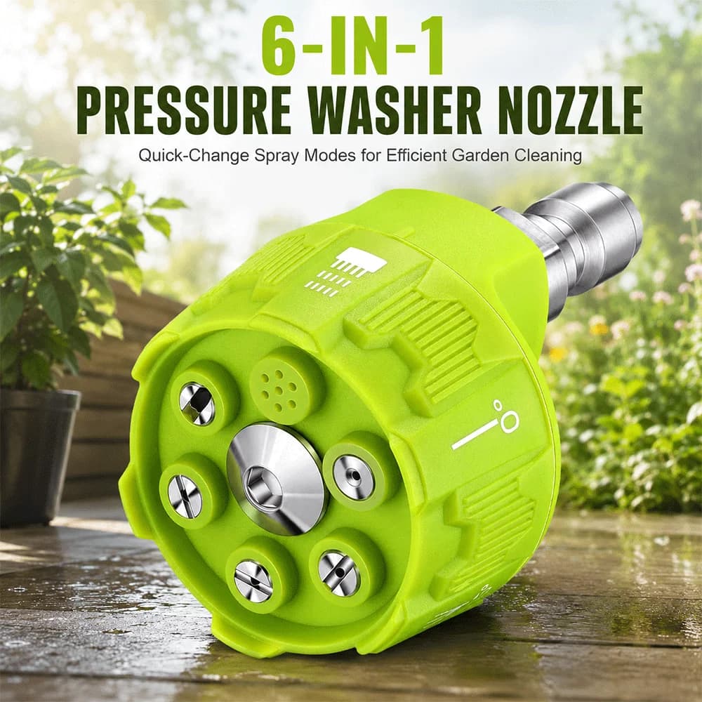 6 in 1 14 Inch Car Wash Nozzle Pressure Washer Connector for 1/4 Inch Interfaces Reliable ABS and Stainless Steel Build