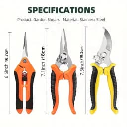 3 Pack Garden Pruning Shears, Stainless Steel Shears, Gardening Shears, Scissors, Garden Clippers, Pruning Snips for Gardening
