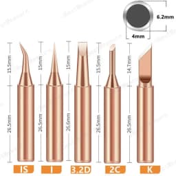 5PCS, Premium 900M series industrial soldering copper soldering iron tip set, perfect for electronic product maintenance