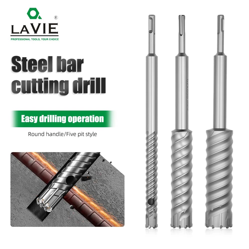 LAVIE 1pc SDS-Plus Reinforced Concrete Drill Bit Multiple Specifications And Sizes–High-Hardness Drill Bit-Duty Rebar Penetrat