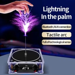 Music Tesla Coil Bluetooth/AUX Dual Mode Music Box Artificial Lightning Touchable Audio Input Bluetooth Science Experiments 