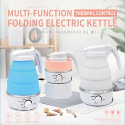 Mini Portable Fold Electric Kettle Thermostat Keep Warm Home Travel Business Automatic Power Off Silicone Stainless Steel Safety