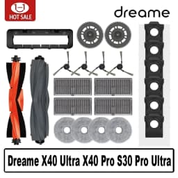 Dreame X40 Ultra X40 Pro S30 Pro Ultra Robot Vacuum Spare Parts Main Side Brushes Mop Cloths HEPA Filters Dust Bags Accessories