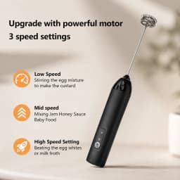 MINI Milk Frother USB Rechargeable 3 Speeds Foam Maker Coffee Whisk Mixer Electric Handle Blender Egg Beater Hot Cooking Tools