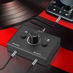 vend 3.5mm Audio Switcher, 2 Input 1 Output/1 Input 2 Output Audio Splitter Switcher, Audio Switcher Box,One-Key Mute Button