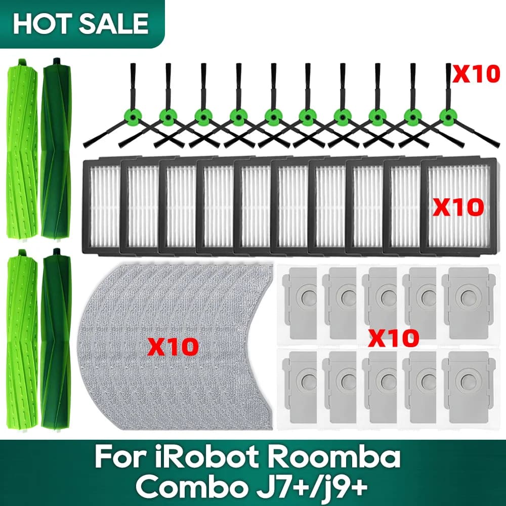 Fit For iRobot Roomba Combo j7+, Roomba Combo j9+ Robot Vacuum Accessories Dust Bag Roller Side Brush Hepa Filter Mop Cloths Rag