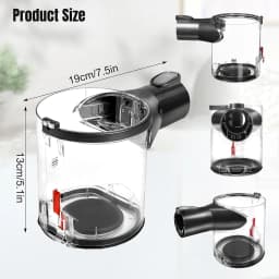 Dust Container for Dyson V6 DC58 DC59 DC62 DC74 Vacuum Cleaner,Dust Bin Replacement Parts, A/B Interface Dust Cup 
