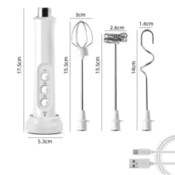 Electric Milk Frother Foam Maker Handheld Foamer High Speeds Drink Mixer Coffee Frothing Wand 3 In 1 Portable Rechargeable
