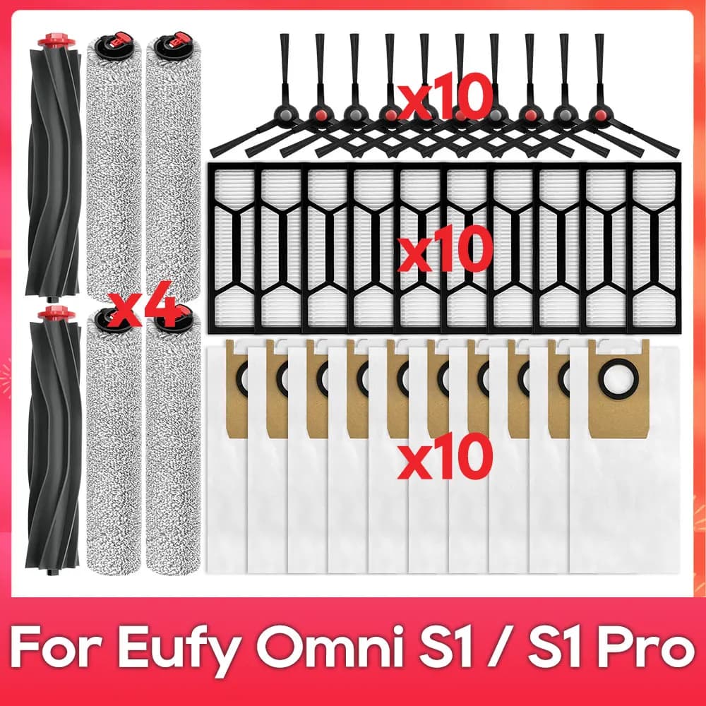 Fit For ( Eufy Omni S1 / S1 Pro / T2071 / T2080 ) Part Accessory Main Side Brush Mop Hepa Filter Dust Bag Replacement Kit