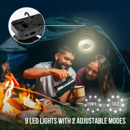 10000mAh Portable Camping Fan with LED Lantern&Hanging Hook-65H Rechargeable Battery Operated Fan with Hanging Hook for Tent Car