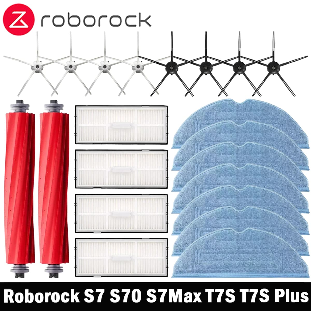 Roborock S7 S70 S7Max T7S Plus Robot Vacuum Cleaner Accessories Main Brush Cover HEPA Filter Mop Pad Spare Parts