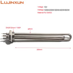 LUJINXUN 12V Heating Element Immersion Water Heater 1inch BSP DN25/32mm 100W 200W 300W 400W 600W Solar Tubular Heater Tube 1pc