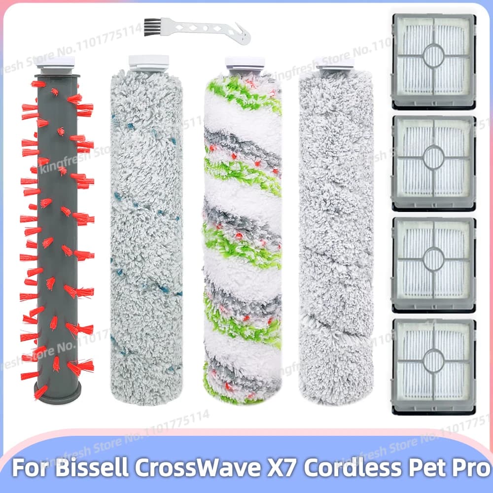 Compatible For Bissell CrossWave X7 Cordless Pet Pro 3011, 3055, 3277, 3279, 3276A Parts Roller Brush Hepa Filter Accessories