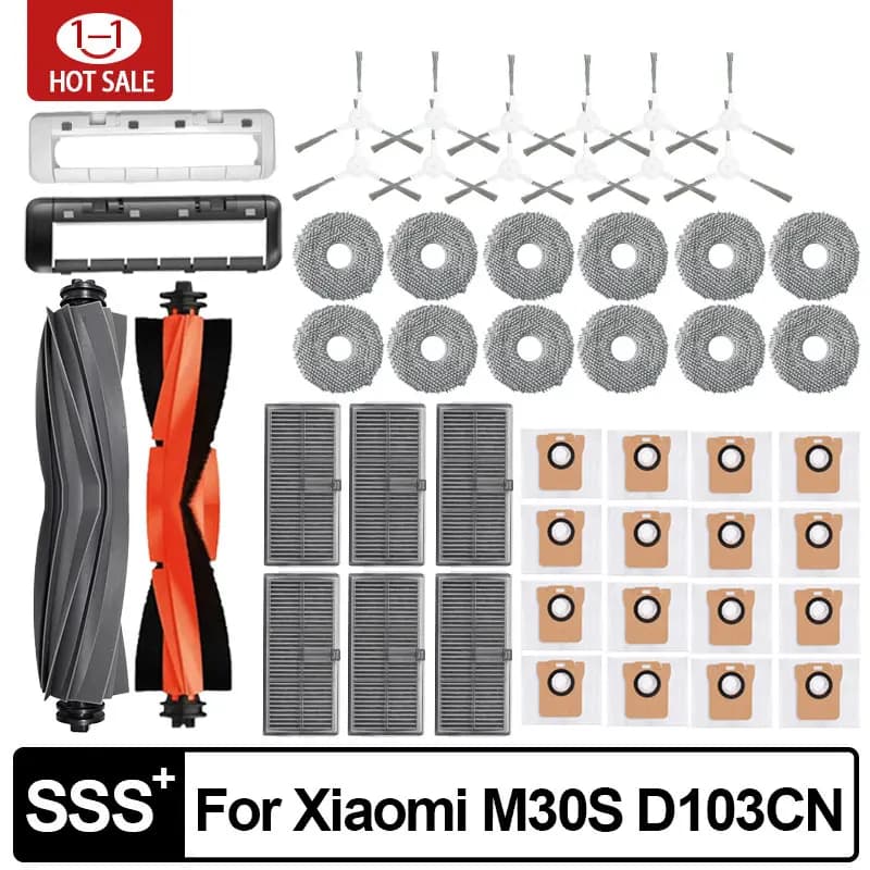 For Xiaomi Mijia M30S D103CN robot vacuum cleaner Accessories Main Side Brush Hepa Filter Mop Cloth Dust Bag Replacement Parts