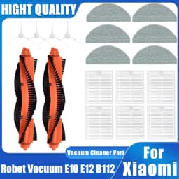 For Xiaomi Robot Vacuum E10 E12 B112 Sweeper Cleaner Spare Parts Roller Side Brush Hepa Filter Mop Cloth Rags Replacement Parts