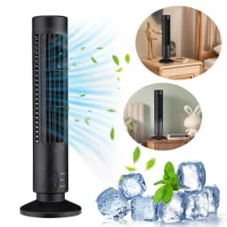 LED Tower Fan Air Bladeless Cooling Fan 2 Gear Speed Mini Vertical Conditioner USB Portable Stand Up Tower Fan for Home Office