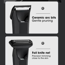 Groin & Body Hair Trimmer –Dual-Head Safe Trimmer & Foil Blades, Waterproof Wet/Dry Groomer USB-C Rechargeable with Travel Lock