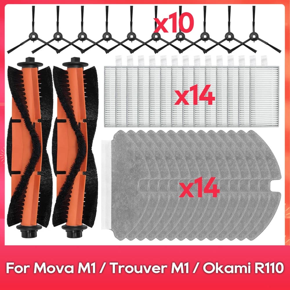 Fit For ( Dreame Mova M1 / Trouver M1 / Okami R110 / ROPO Laser Slim / Kewbily DL30 Pro ) Side Brush Filter Mop Accessories Part
