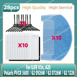Compatible For ILIFE V3x, A20 / Polaris PVCR 3600 / G2 0926W / G2 0726W / G2 1226 Side Brush Hepa Filter Mop Cloth Parts