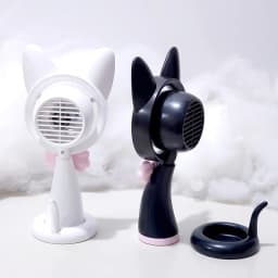 New Cat-Shaped Handheld Fan with Strong Wind, USB Charging, Suitable for Student Dormitories, Desktop Small Fan with Light