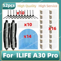 Compatible For ILIFE A30 Pro Vacuum Replacement Parts Main Side Brush Mop Cloth HEPA Filter Dust Bag Accessories