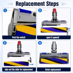 Soft Fluff Floor Cleaning Brush for Dyson V10 V11 V15 V8 V7 Vacuum Cleaner Replacement Parts LED Dust Display for Floor Cleaning