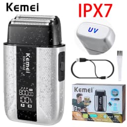 Kemei KM-T402 Professional Foil Shavers for Men IPX7 Waterproof Electric Razor for Men with LED Display Double Electric Shaver