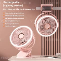 Clip on Fan Portable with LED Lights 3 Speed Adjustable Wind Speed Equipped Silent Desktop Fan Home Bedroom Camping Fan
