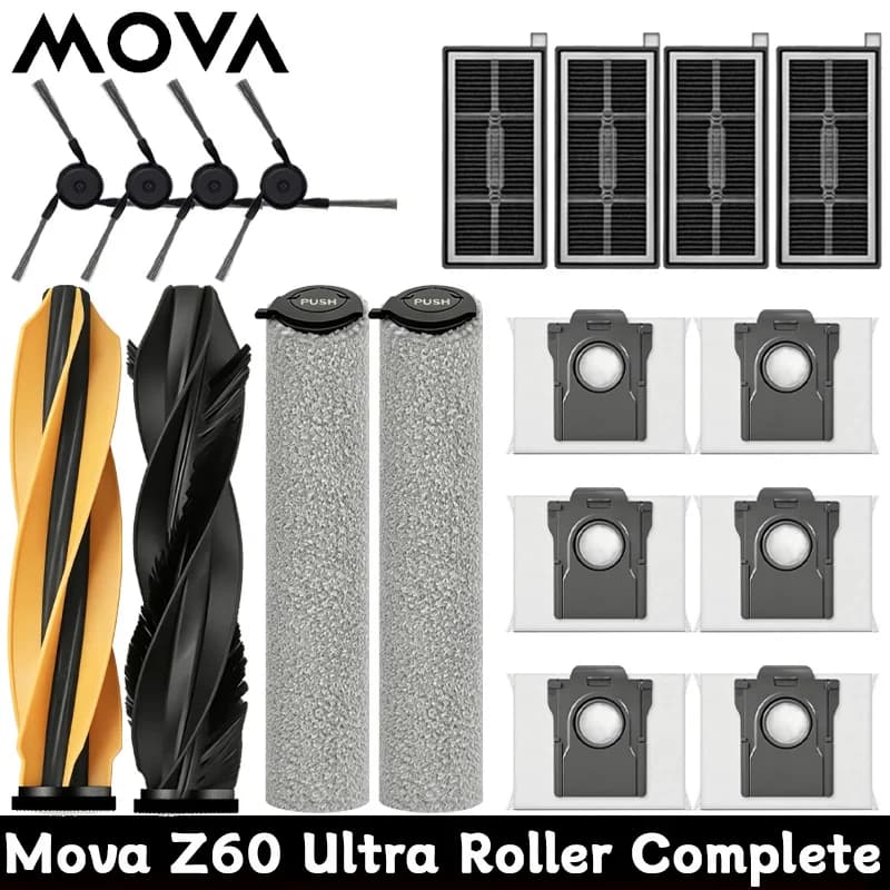 Mova Z60 Ultra Roller Complete Robot Vacuum Spare Parts Main Side Brushes Mop Cloths HEPA Filters Dust Bags Accessories